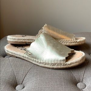Sam Edelman Andy Metallic Leather Espadrille Slide